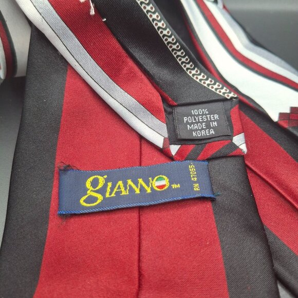 Gianno Mens Polyester Striped Tie Red & Black Pattern 58 x 3,5 inches - Picture 3 of 4